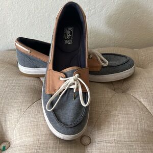 Keds Denim and Leather-look Laced Boat Shoes Memory foam comfort 11